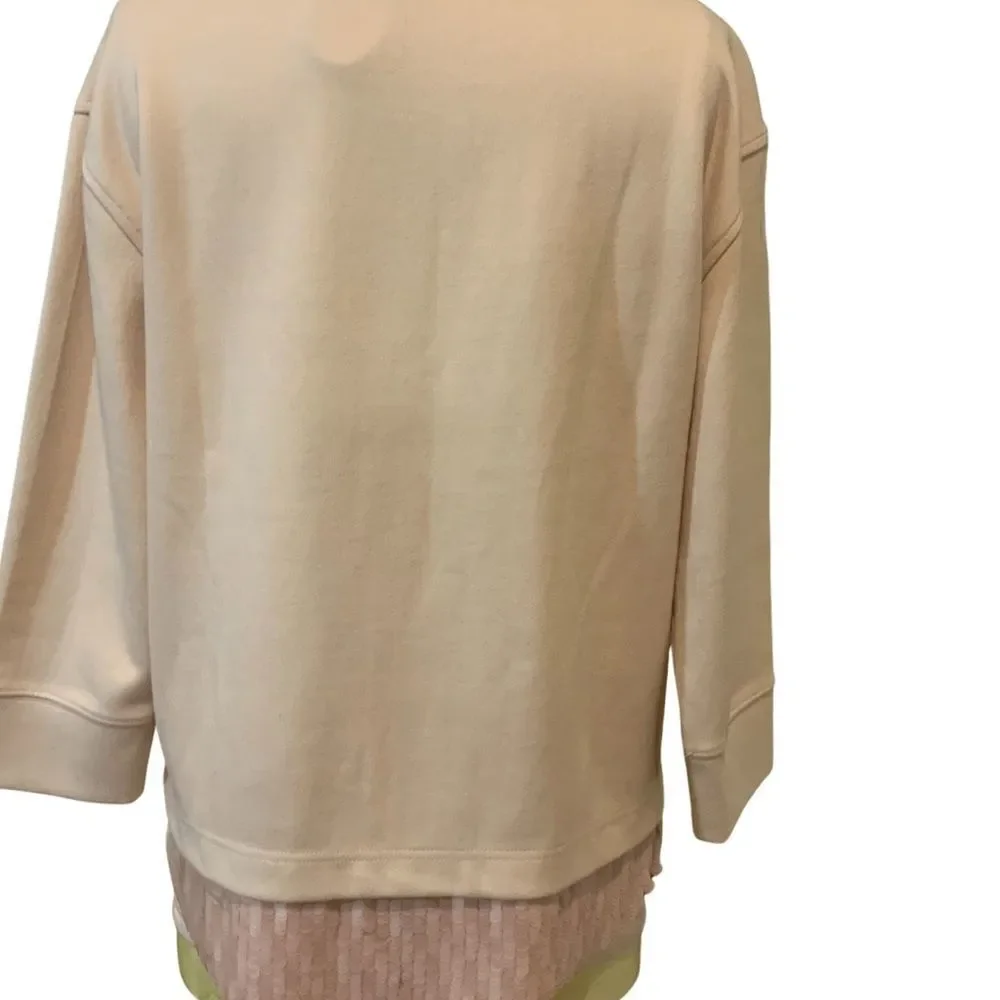 J. Crew Blush Pink Sequin-Trim Sweatshirt B7027 S Small